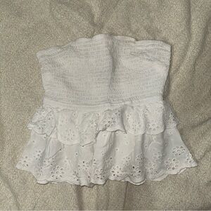 RSQ White Strapless Eyelet Blouse